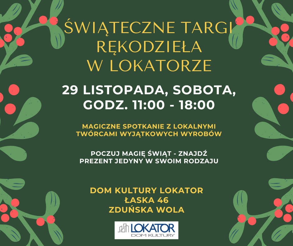 ŚWIĄTECZNE TARGI RĘKODZIEŁA W LOKATORZE – 29 LISTOPADA