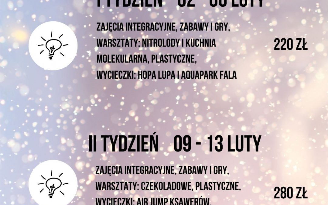 RUSZAJĄ ZAPISY NA FERIE ZIMOWE 2026