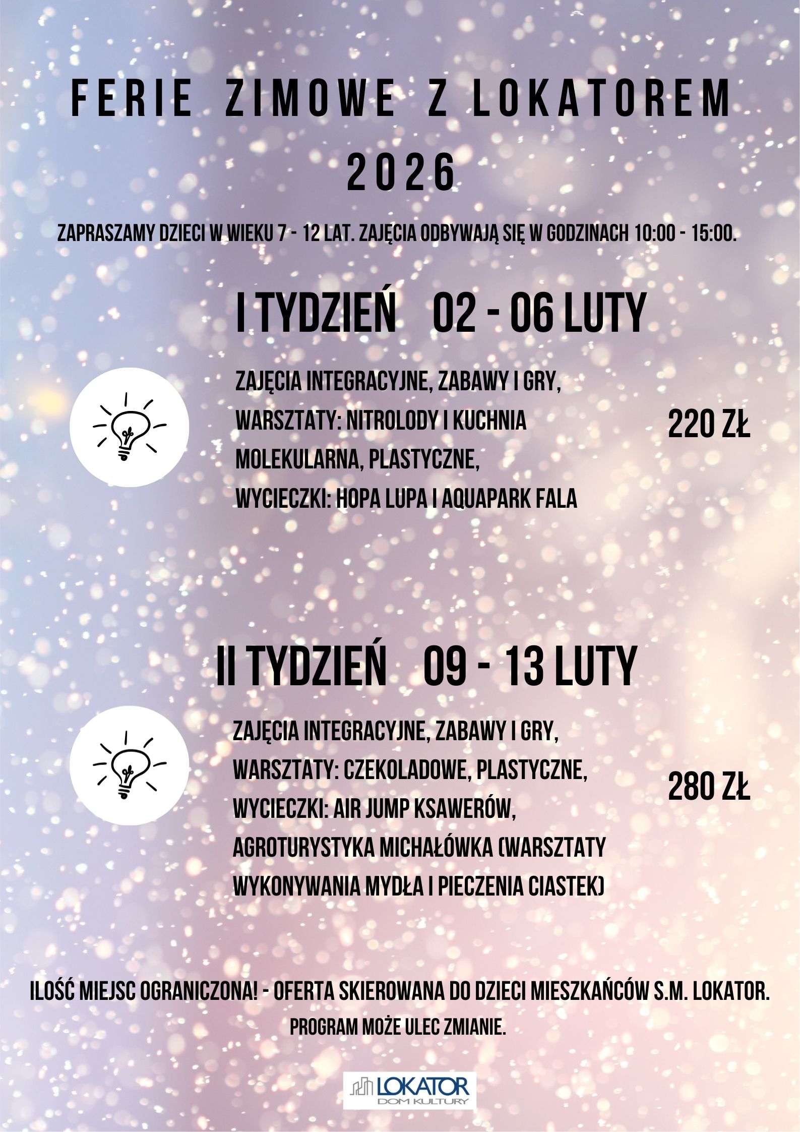 RUSZAJĄ ZAPISY NA FERIE ZIMOWE 2026